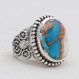 Turquoise Spiny Oyster Silver Rings