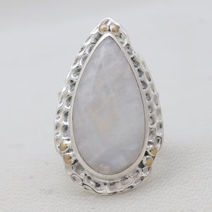 Rainbow Moonstone Silver Rings
