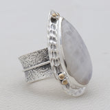 Rainbow Moonstone Silver Rings