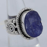 Rough Tanzanite Gemstone Silver Ring