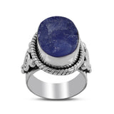 Rough Tanzanite Gemstone Silver Ring