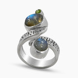Rainbow Moonstone & Larimar Silver Rings