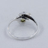 Dolphin Design Peridot Birthstone 925 Silver Ring