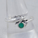 Dolphin Design Peridot Birthstone 925 Silver Ring