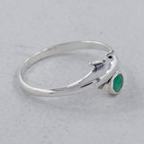 Dolphin Design Peridot Birthstone 925 Silver Ring