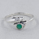 Dolphin Design Peridot Birthstone 925 Silver Ring