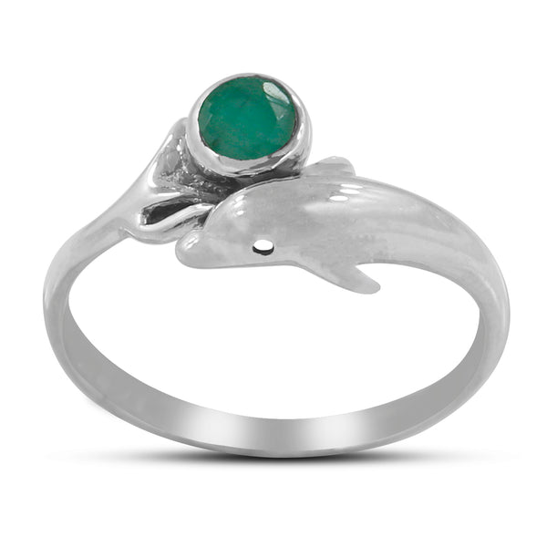 Peridot Dolphin Design Silver Rings