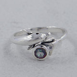 Dolphin Design Peridot Birthstone 925 Silver Ring