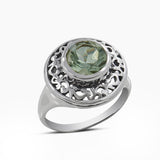 Green Amethyst Designer Silver Rings