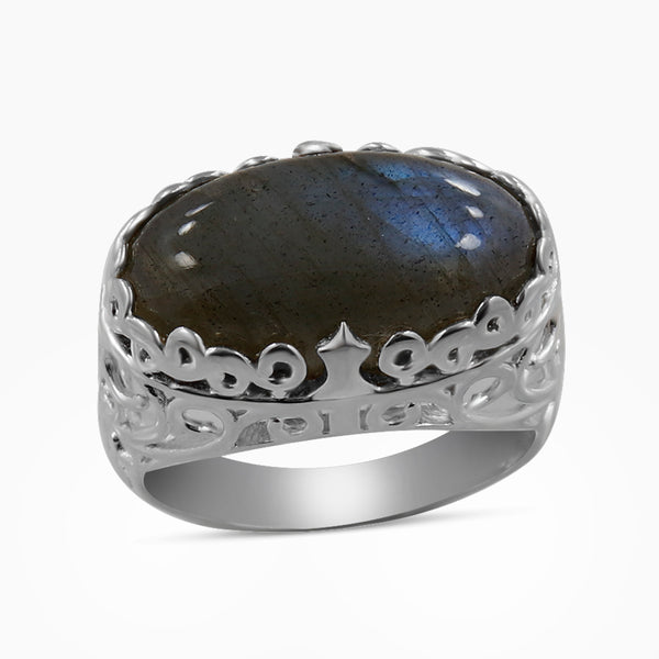Natural Labradorite Silver Rings