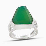 Natural Green Chrysoprase Silver Rings
