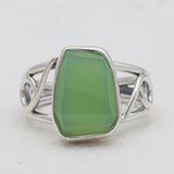 Natural Green Chrysoprase Silver Rings