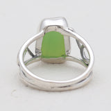 Natural Green Chrysoprase Silver Rings
