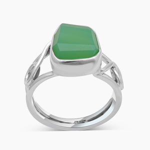 Natural Green Chrysoprase Silver Rings