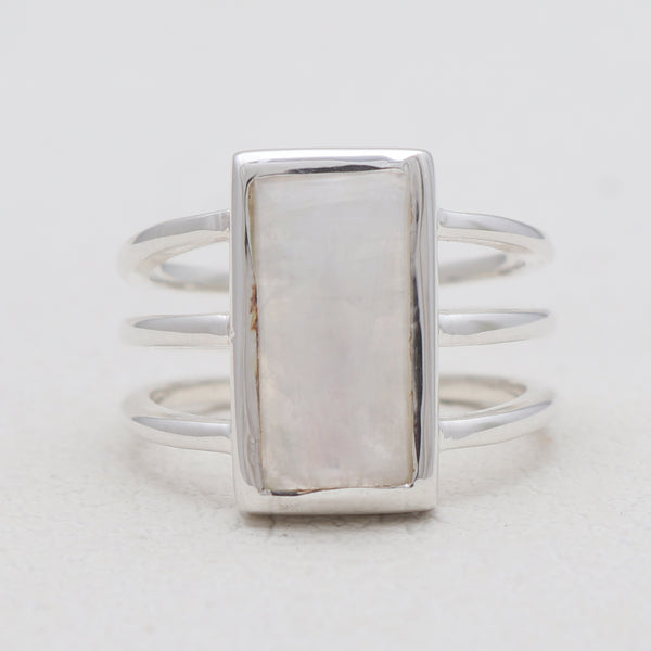 Rainbow Moonstone Silver Rings
