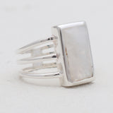 Rainbow Moonstone Silver Rings