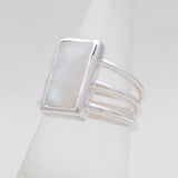 Rainbow Moonstone Silver Rings