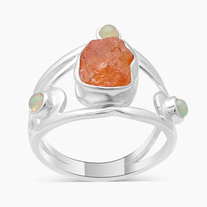 Fanta Garnet Silver Rings