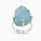 Raw Aquamarine Silver Rings