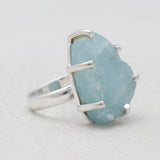 Raw Aquamarine Silver Rings