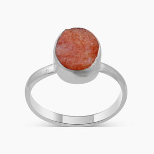 Rough Sunstone Silver Rings