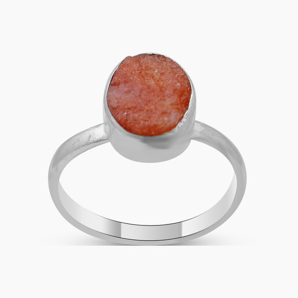 Rough Sunstone Silver Rings