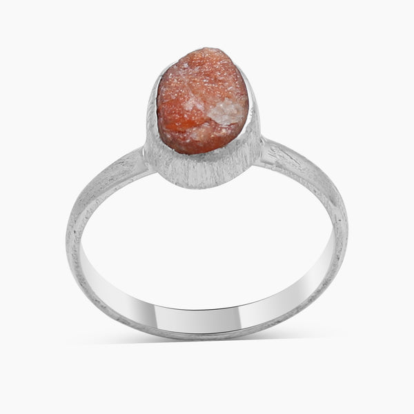 Rough Sunstone Silver Rings