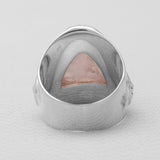 Natural Pink Rose Quartz Silver Rings