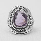 Natural Pink Rose Quartz Silver Rings