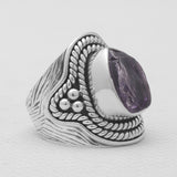 Natural Pink Rose Quartz Silver Rings