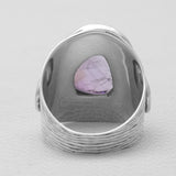 Natural Pink Rose Quartz Silver Rings