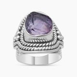 Natural Pink Rose Quartz Silver Rings