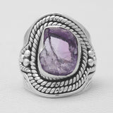 Natural Pink Rose Quartz Silver Rings