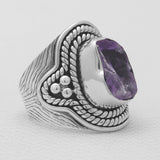 Natural Pink Rose Quartz Silver Rings