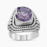 Natural Pink Rose Quartz Silver Rings