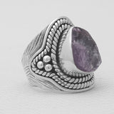 Natural Pink Rose Quartz Silver Rings