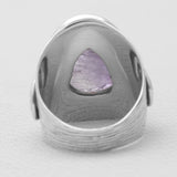 Natural Pink Rose Quartz Silver Rings