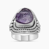 Natural Pink Rose Quartz Silver Rings