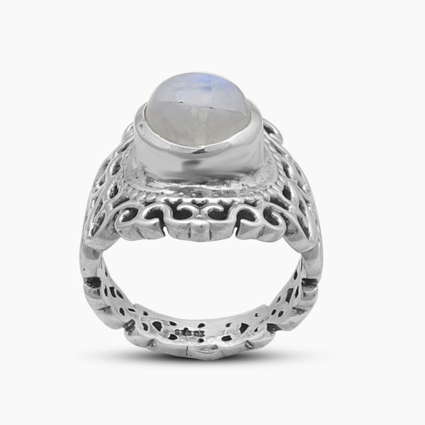 Rainbow Moonstone Silver Rings