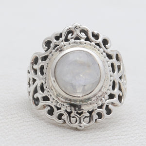Rainbow Moonstone Silver Rings