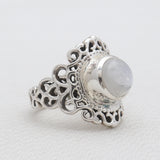 Rainbow Moonstone Silver Rings