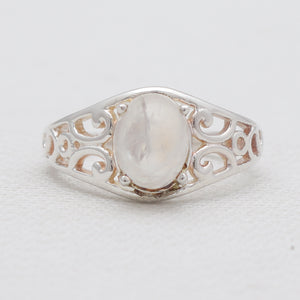 Rainbow Moonstone Silver Rings