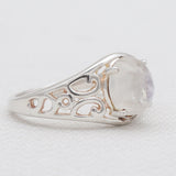Rainbow Moonstone Silver Rings