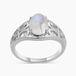Rainbow Moonstone Silver Rings