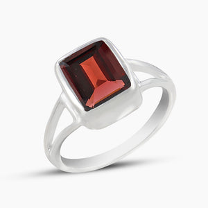 Natural Garnet Silver Rings