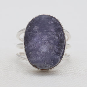 925 Sterling Silver Rough Tanzanite Rings