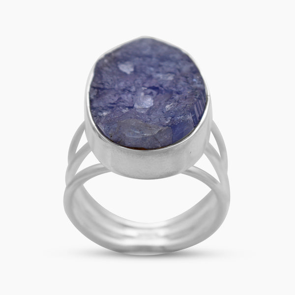 925 Sterling Silver Rough Tanzanite Rings