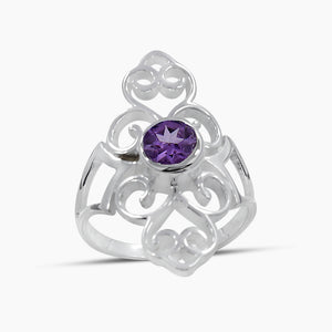 Natural Amethyst Silver Rings