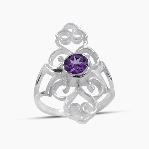 Natural Amethyst Silver Rings