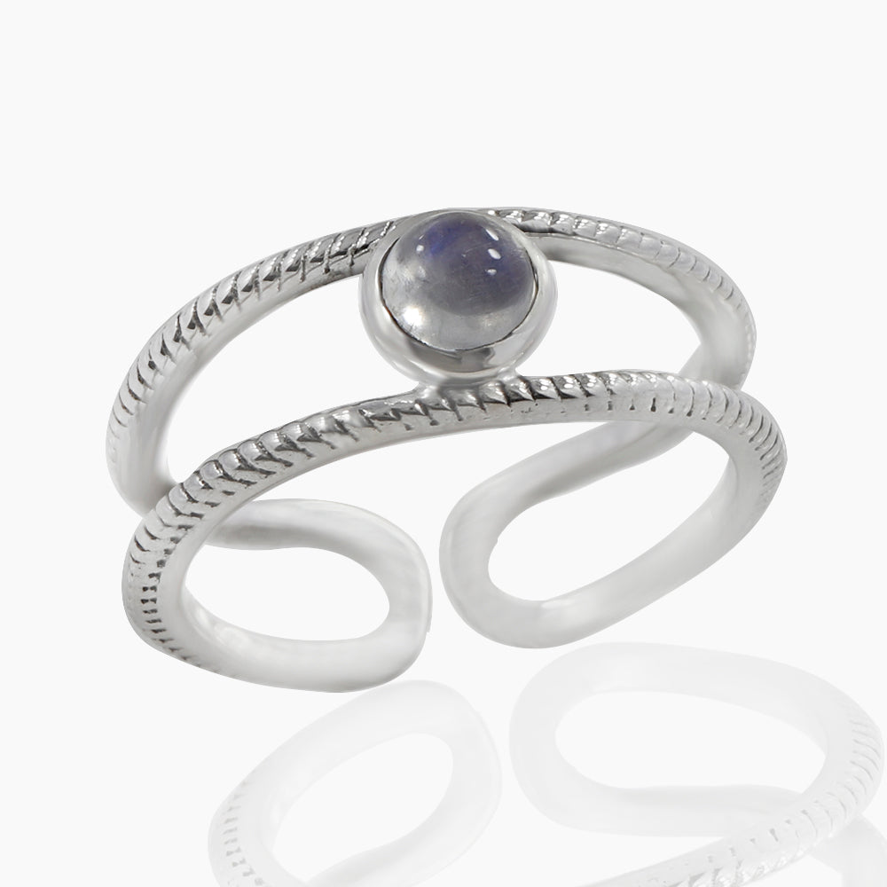 Rainbow Moonstone Silver Rings